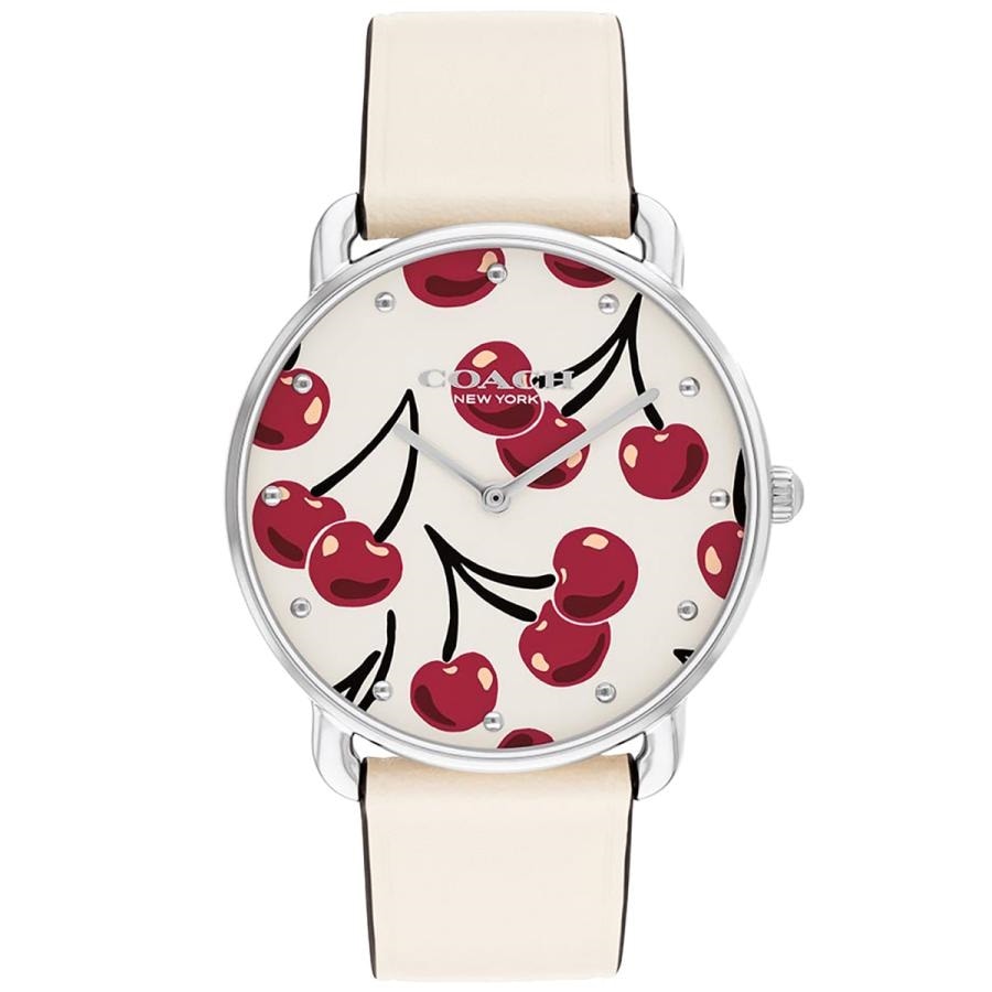 COACH｜ELLIOT 36mm エリオット シルバー チェリー ホワイト レザー