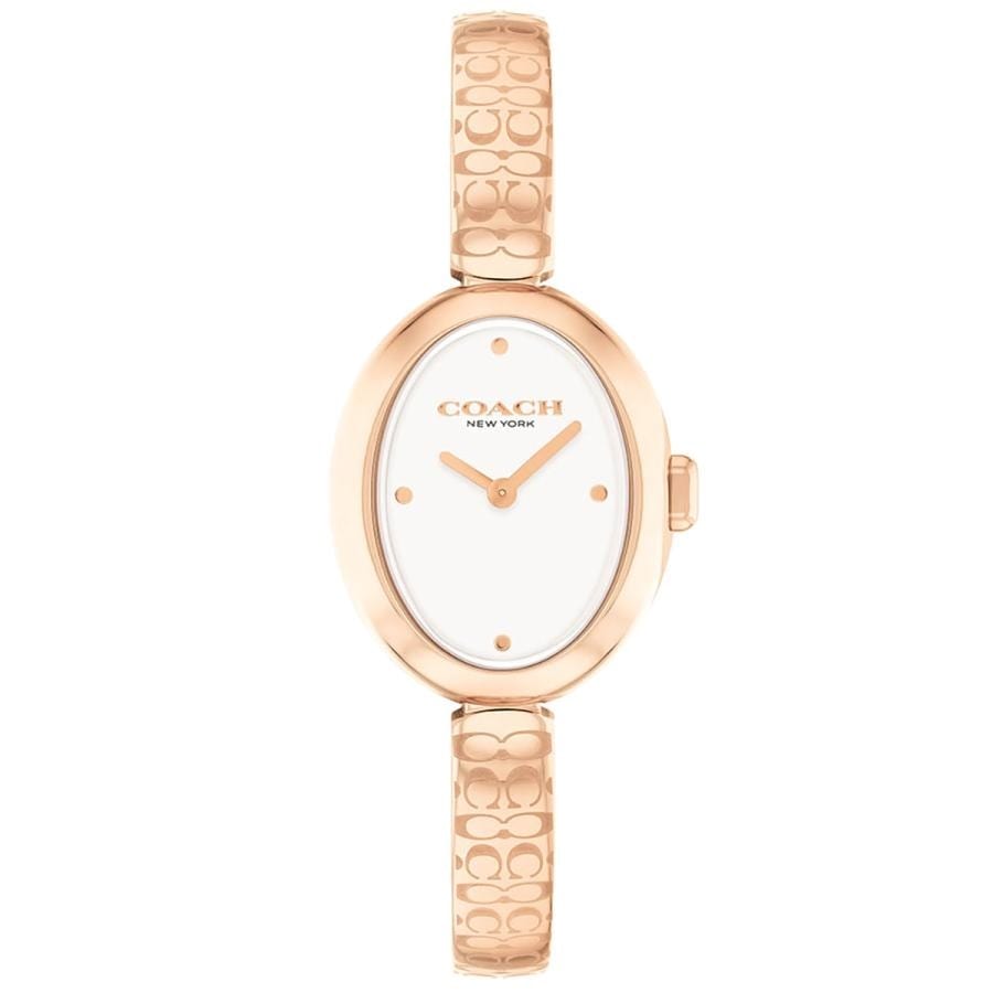 COACH｜SAMMY 22.5mm×8.4mm サミー ローズゴールド ホワイト ステンレス Cバングル