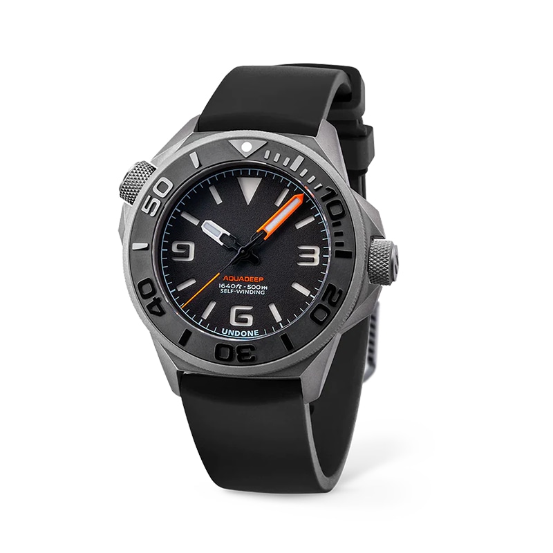 正規品 UNDONE アンダーン 腕時計 メンズ 機械式 Aquadeep アクアディープ シグナル ブラック ラバーベルト 自動巻き 防水 AQD-369-BLK