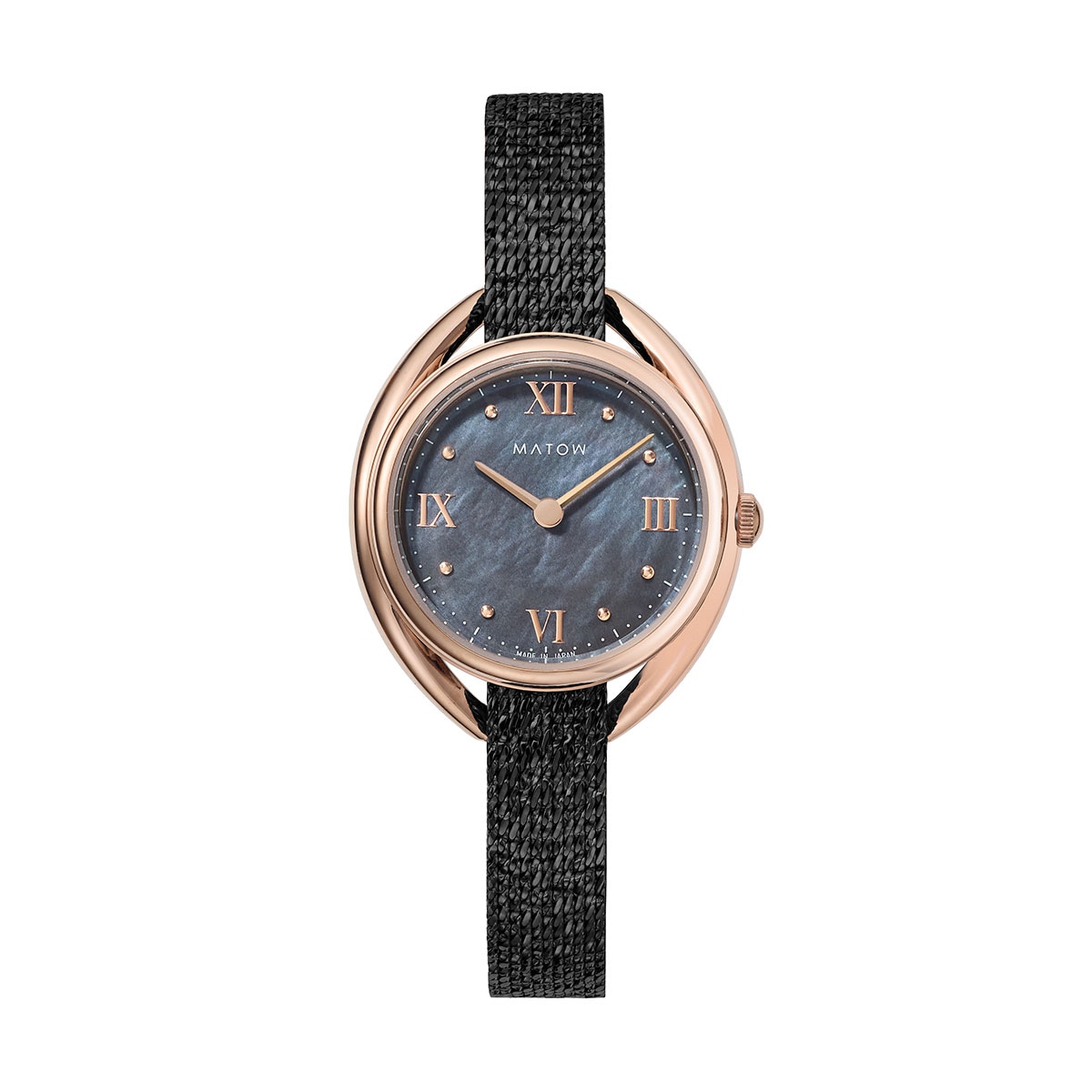 MATOW｜Shiki 四季 ラウンド ローズゴールド 藍炭 黒花