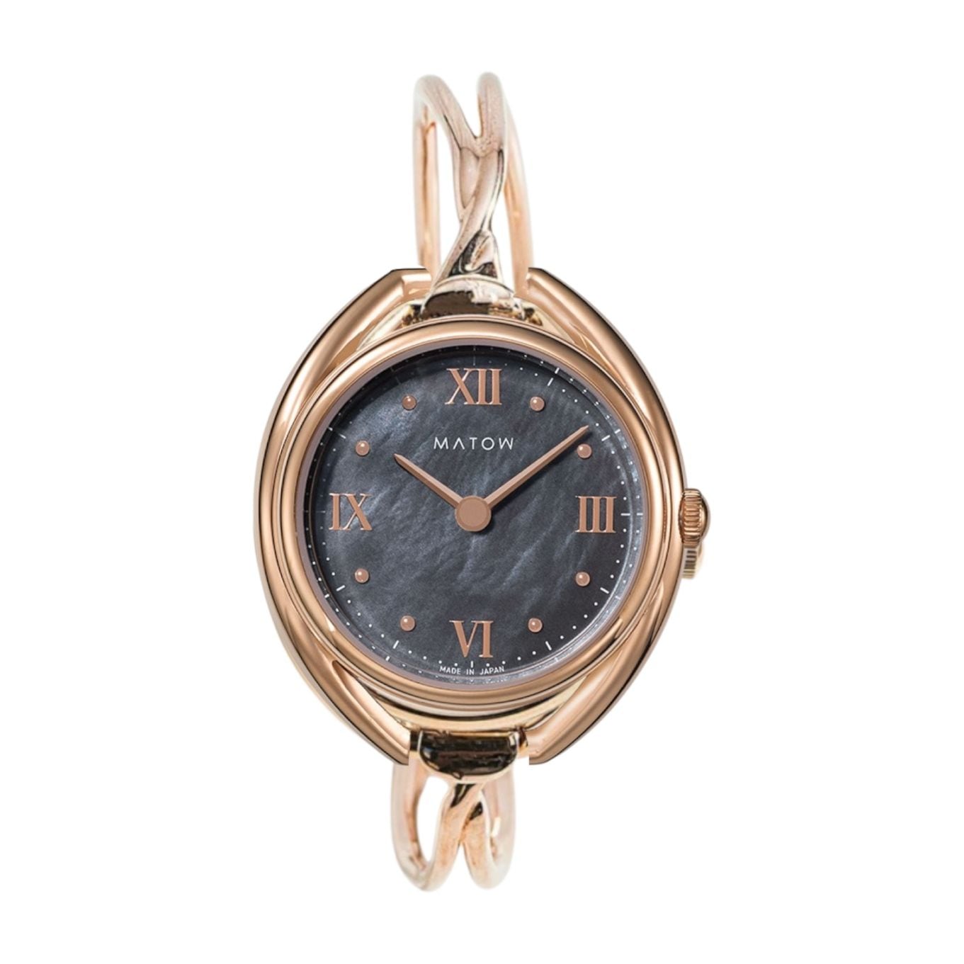 MATOW｜Shiki 四季 ラウンド ローズゴールド 藍炭 クロスバングル