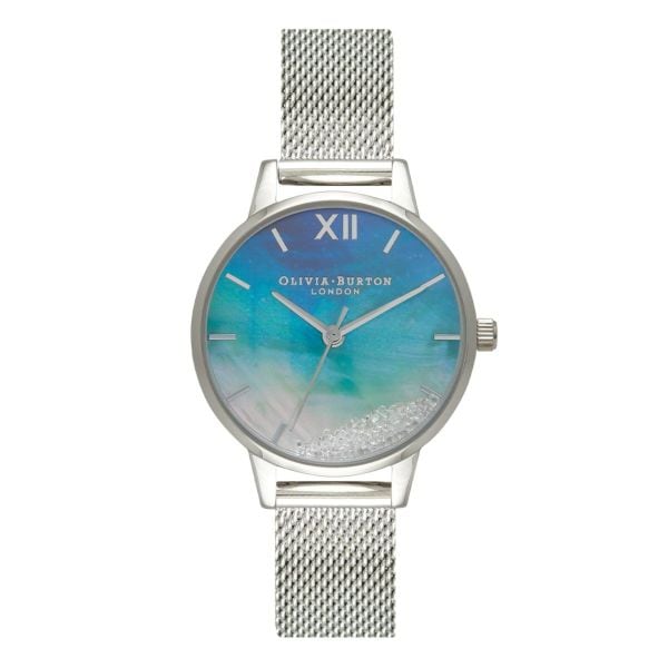 OLIVIA BURTON｜Under The Sea アンダーザシー ウィッシングウェーブズ ブルーマザーオブパール シルバーメッシュベルト