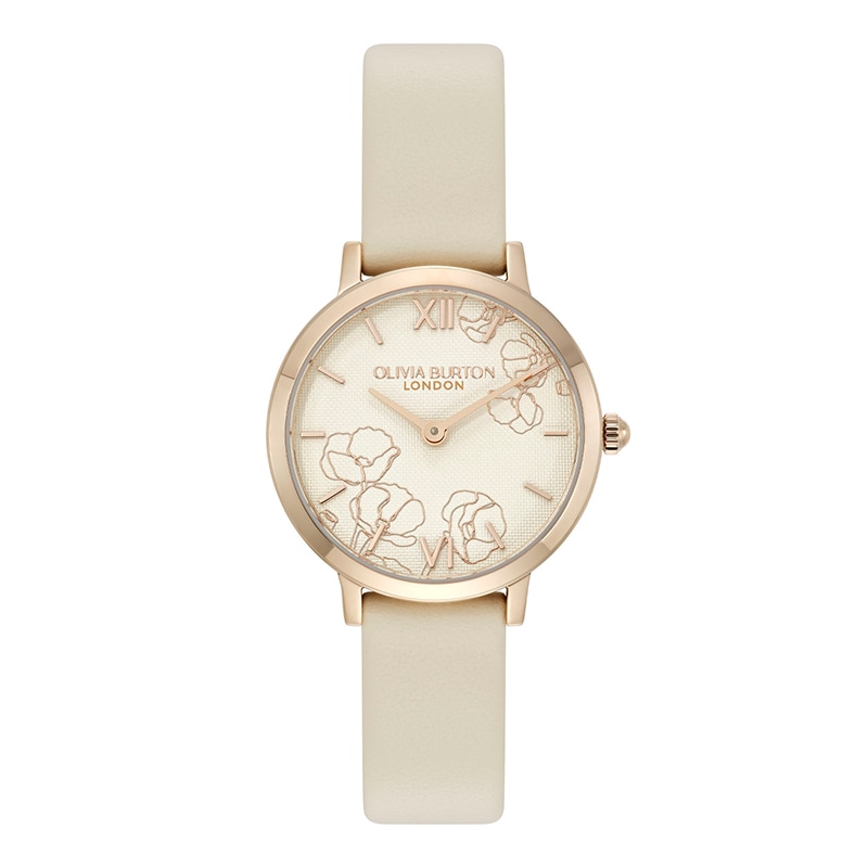 オリビアバートン OLIVIA BURTON｜SIGNATURE シグネチャー - 28mm アブストラクト フローラル クリームレザー