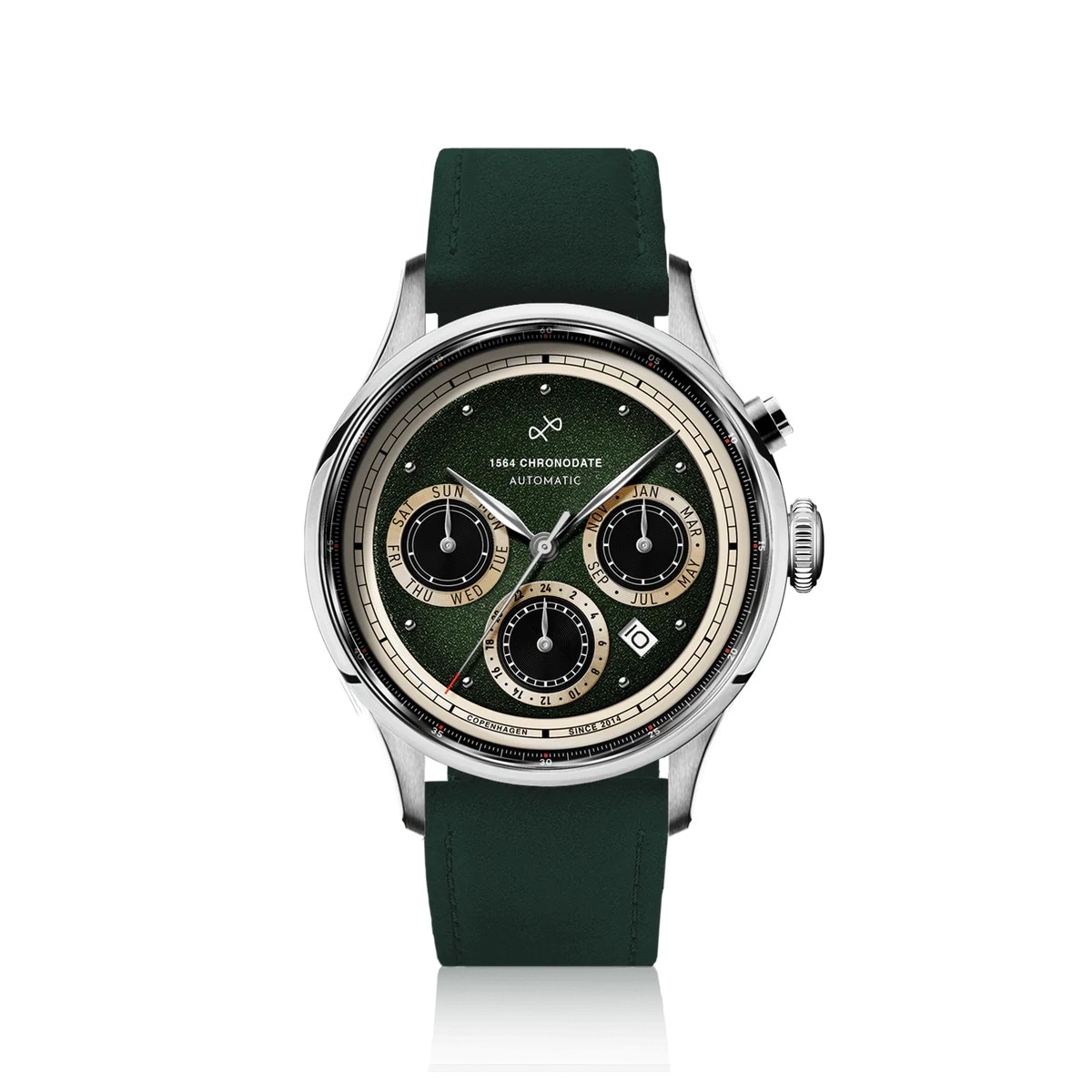【500本限定】AV86（旧 ABOUT VINTAGE）｜10th 1564 Chronodate Automatic 39mm/Garnish Green（自動巻き）