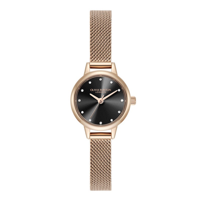 OLIVIA BURTON｜Classics クラシックス ミニ ブラック サンレイ ローズゴールド メッシュ