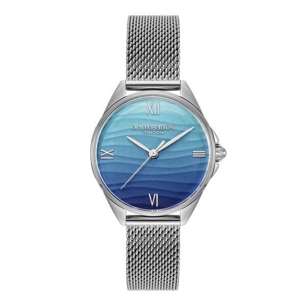 OLIVIA BURTON オリビアバートン｜SIGNATURE シグネチャー - 30mm アジュール ブルー & シルバー メッシュ
