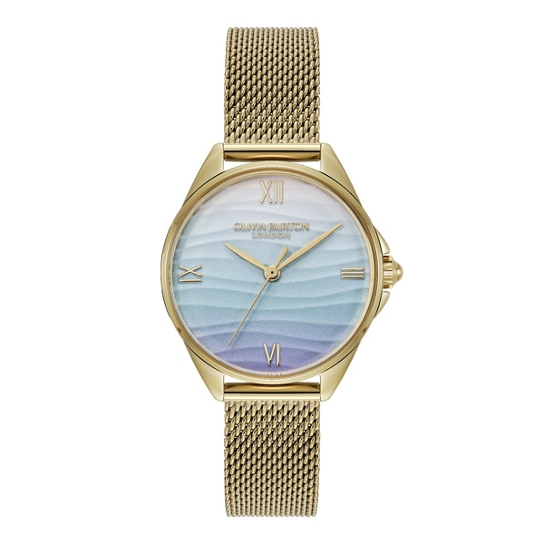 OLIVIA BURTON オリビアバートン｜SIGNATURE シグネチャー - 30mm アジュール ライトブルー & ゴールド メッシュ