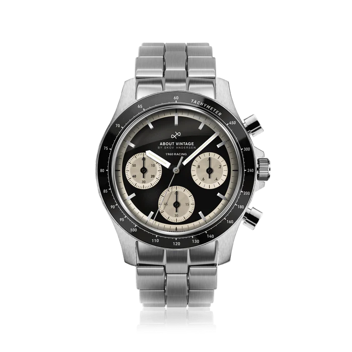 AV86（旧 ABOUT VINTAGE アバウトヴィンテージ）｜1960 Racing Chronograph 41mm レーシング クロノグラフ スチール シルバー ブラック メタルブレスレット