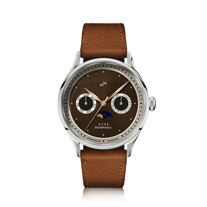 AV86（旧ABOUT VINTAGE アバウトヴィンテージ）｜1968 Moonphase ムーンフェイズ スチール シルバー ブラウン レザーベルト