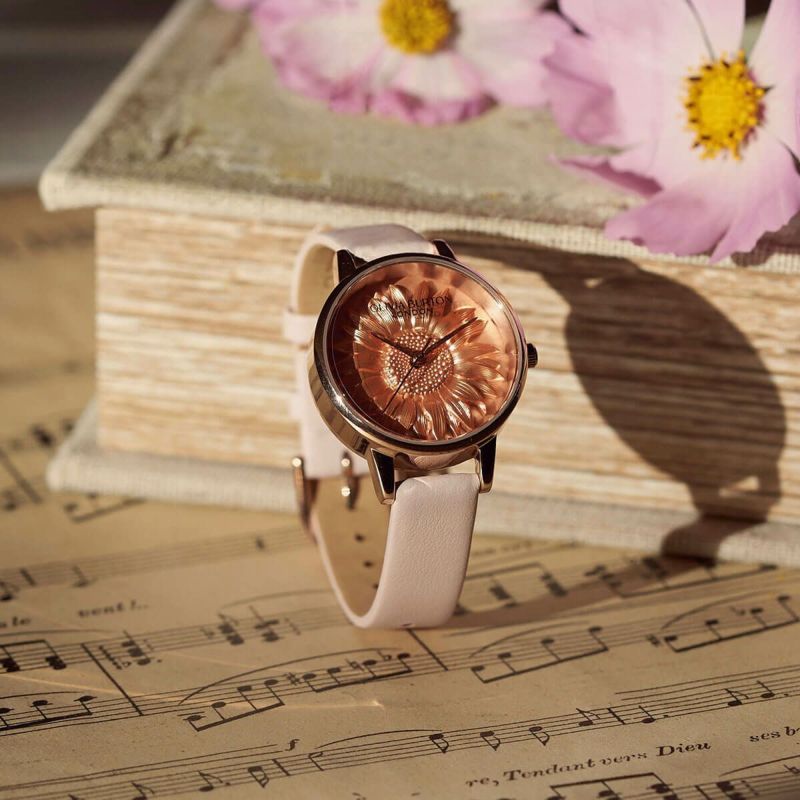 OLIVIA BURTON｜3D FLOWER フラワー ローズゴールド ライトブラッシュ レザーベルト 画像5