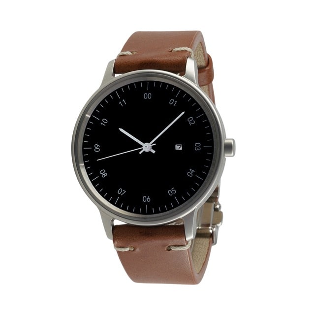 sazare さざれ｜SK01 SS シルバーホーニング ブラックダイヤル ライトブラウン Dバックルブッテーロレザー 画像1