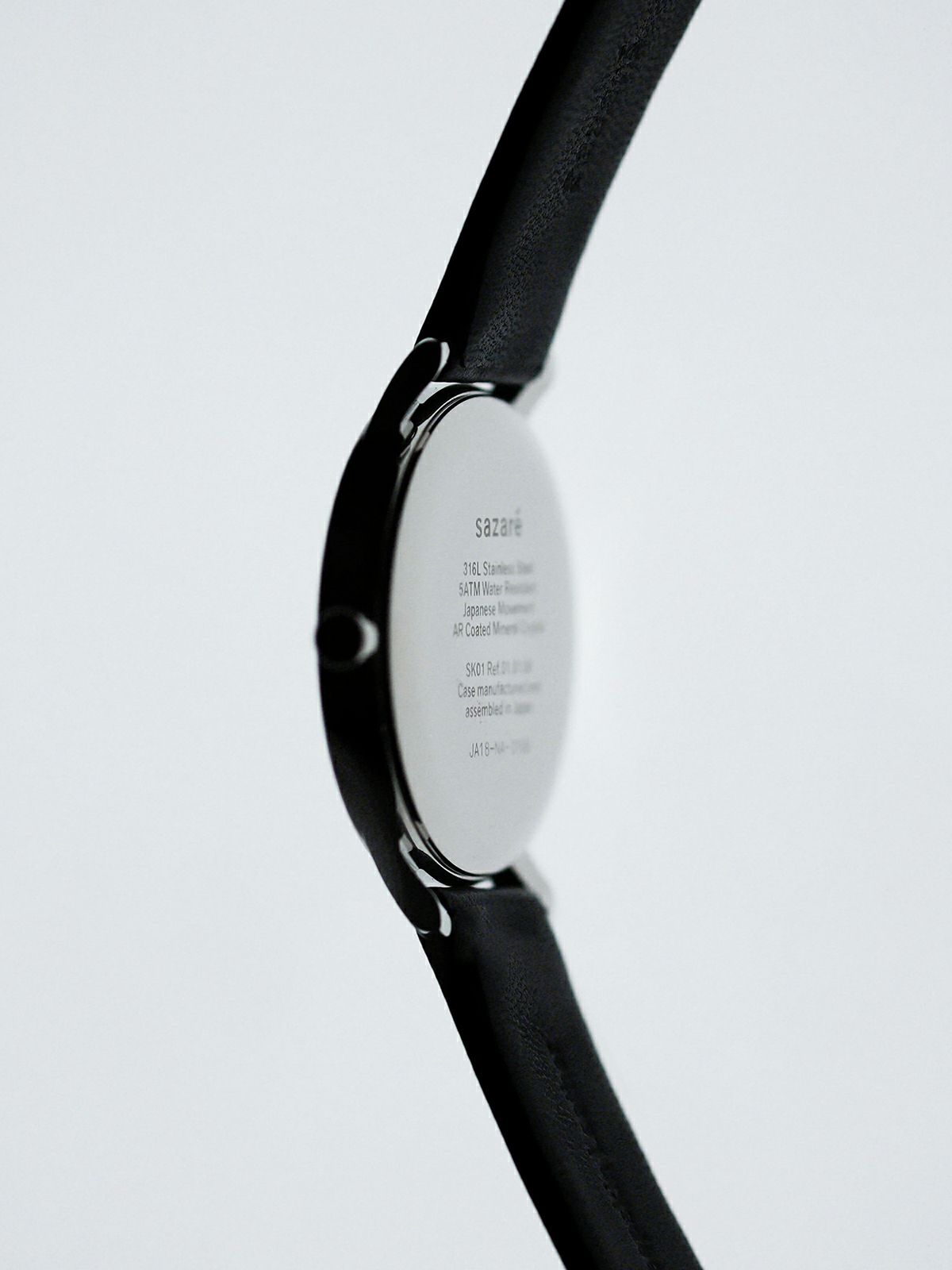 sazare さざれ｜SK01 SS シルバーホーニング ブラックダイヤル ライトブラウン Dバックルブッテーロレザー 画像5