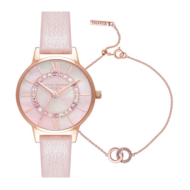 OLIVIA BURTON|Wonderland ワンダーランド パールピンク&ローズゴールド+クラシックス インターリンクブレスレット(ギフトセット) 画像1