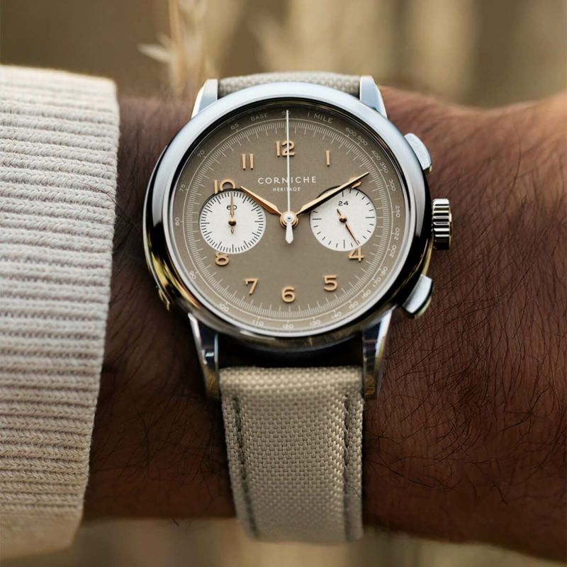 CORNICHE｜Heritage Chronograph〈世界249本限定〉ヘリテージクロノグラフ Sand Militaire II サンドベージュ 画像9