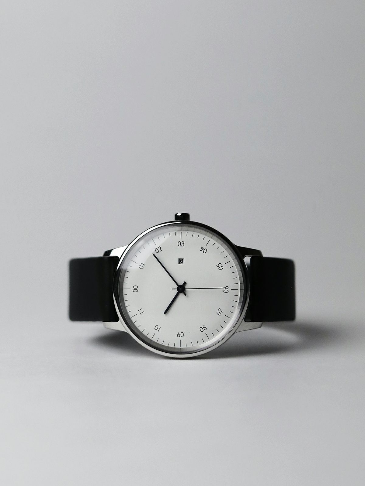 sazare さざれ｜SK01 SS シルバーミラー ホワイトダイヤル ブラック シープスキンレザー 画像2