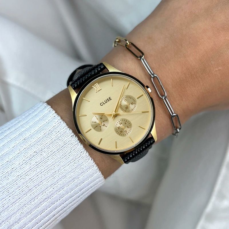CLUSE クルース｜Minuit Multifunction ミニュイマルチファンクション ゴールド ブラック レザーベルト 画像4