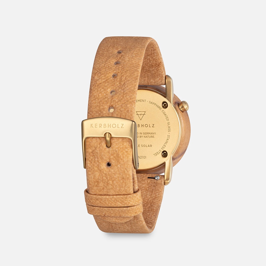 KERBHOLZ｜MERLE 34mm メルル オリーブウッド ゴールド ビスケットヴィーガン（ソーラー） 画像2