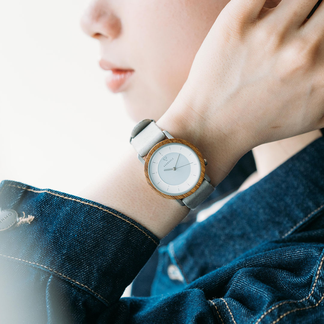 MERLE 34mm メルル オーク シルバー アークティックヴィーガン（ソーラー）