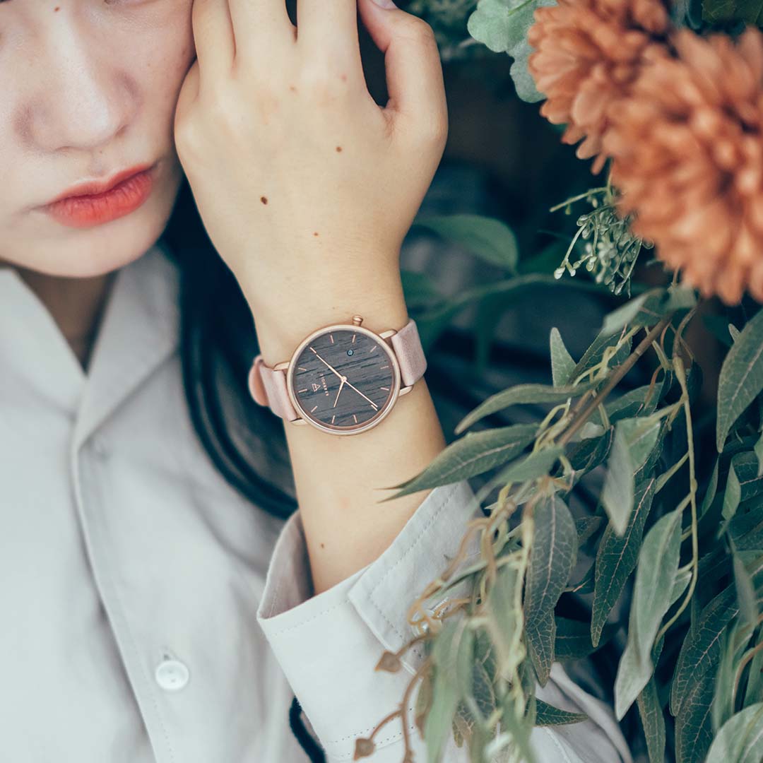 KERBHOLZ｜TILDA 38mm ティルダ ダークウッド ローズゴールド ローズ 画像2