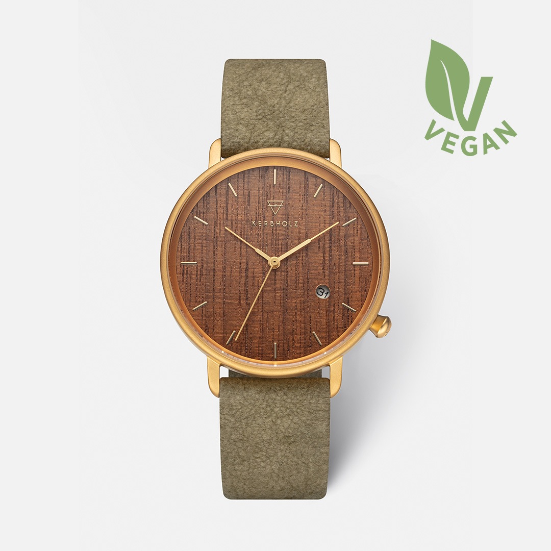 KERBHOLZ｜TILDA 38mm ティルダ ウォールナット ゴールド オリーブヴィーガン 画像1