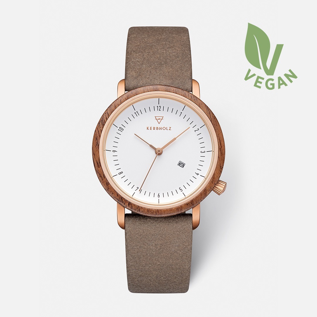 KERGHOLZ｜CARLA 36mm カーラ ウォールナット ローズゴールド チョコレートヴィーガン 画像1