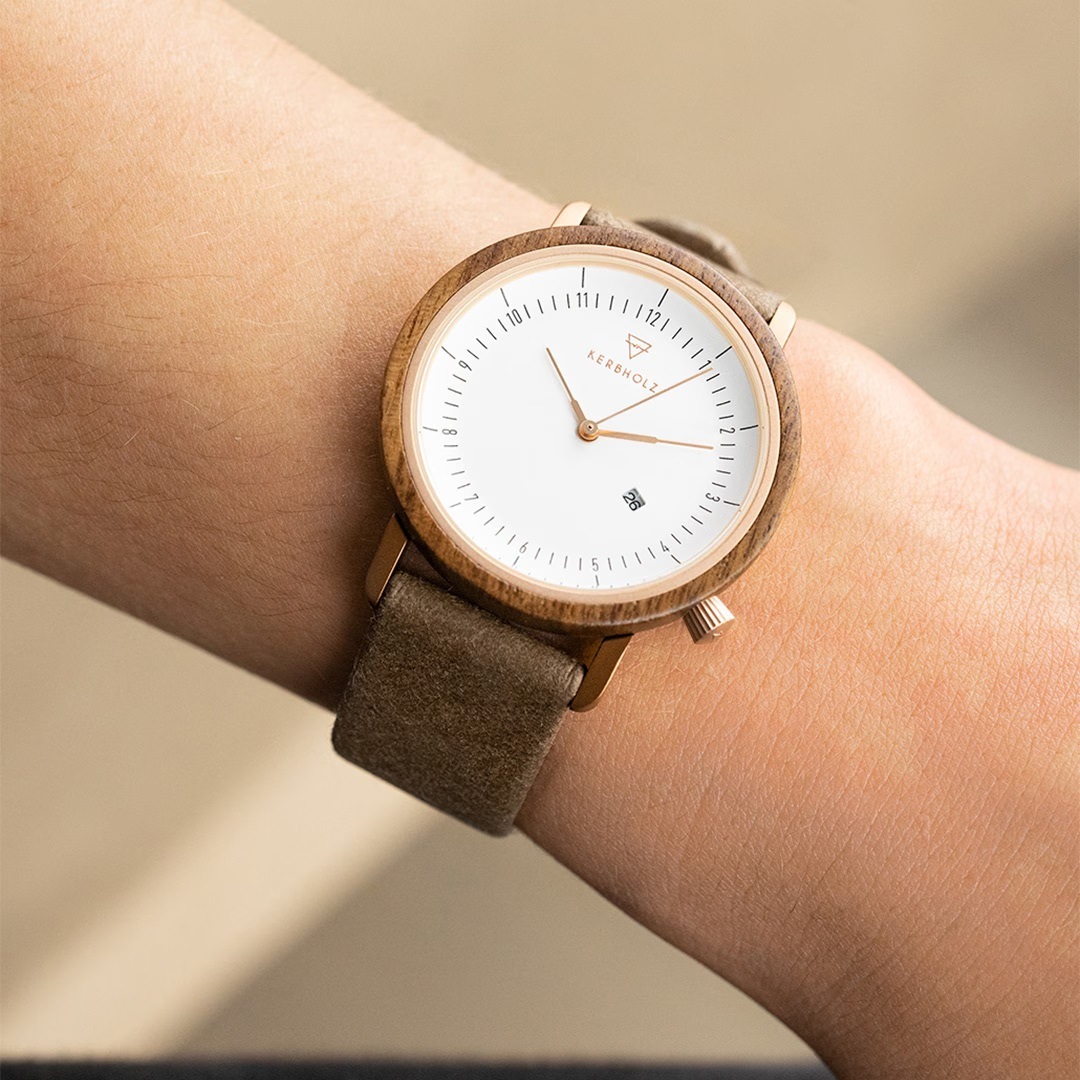 KERGHOLZ｜CARLA 36mm カーラ ウォールナット ローズゴールド チョコレートヴィーガン 画像2