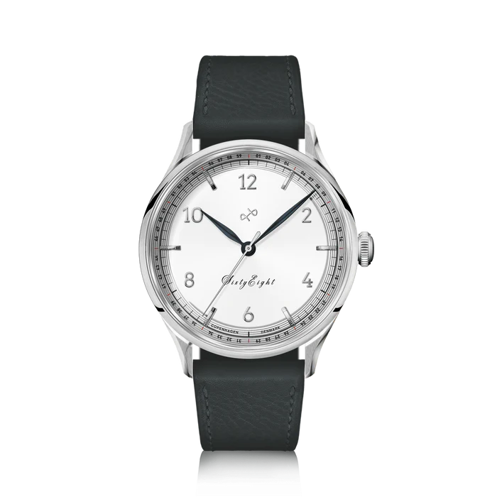 AV86（旧 ABOUT VINTAGE アバウトビンテージ）｜1968 Sixtyeight 39mm シックスティーエイト シルバー ホワイト ブラックレザーベルト 画像1