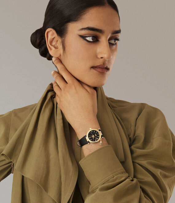 Vivienne Westwood｜Orb オーブレディースクォーツウォッチ／ブラックダイヤル&ブラックレザー 画像2