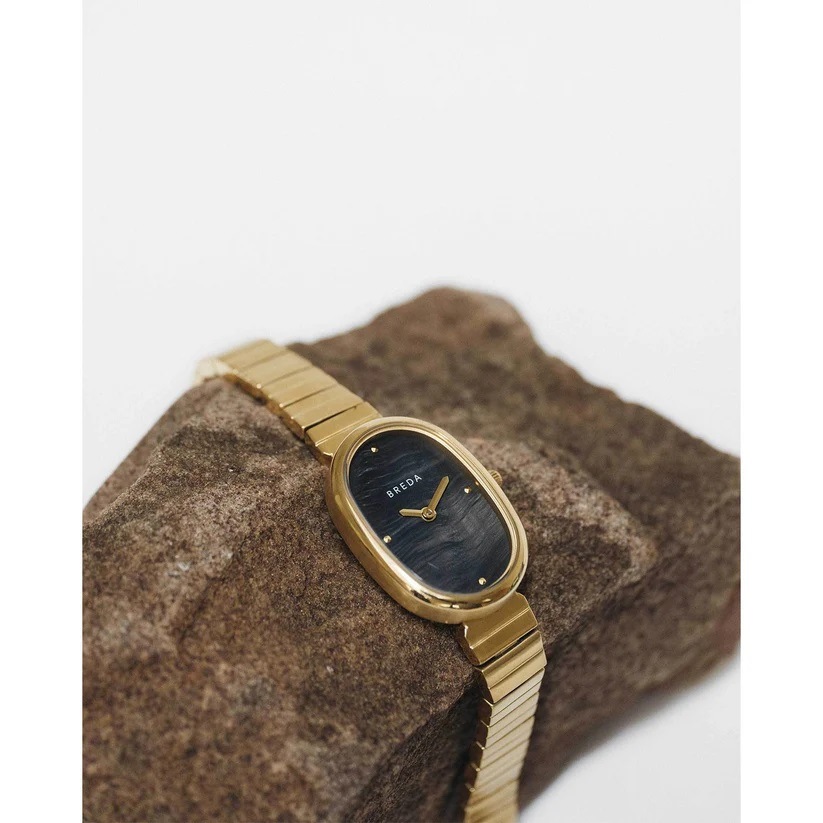 BREDA｜JANE ジェーン ブラックマザーオブパール ゴールド ステンレスベルト 画像3