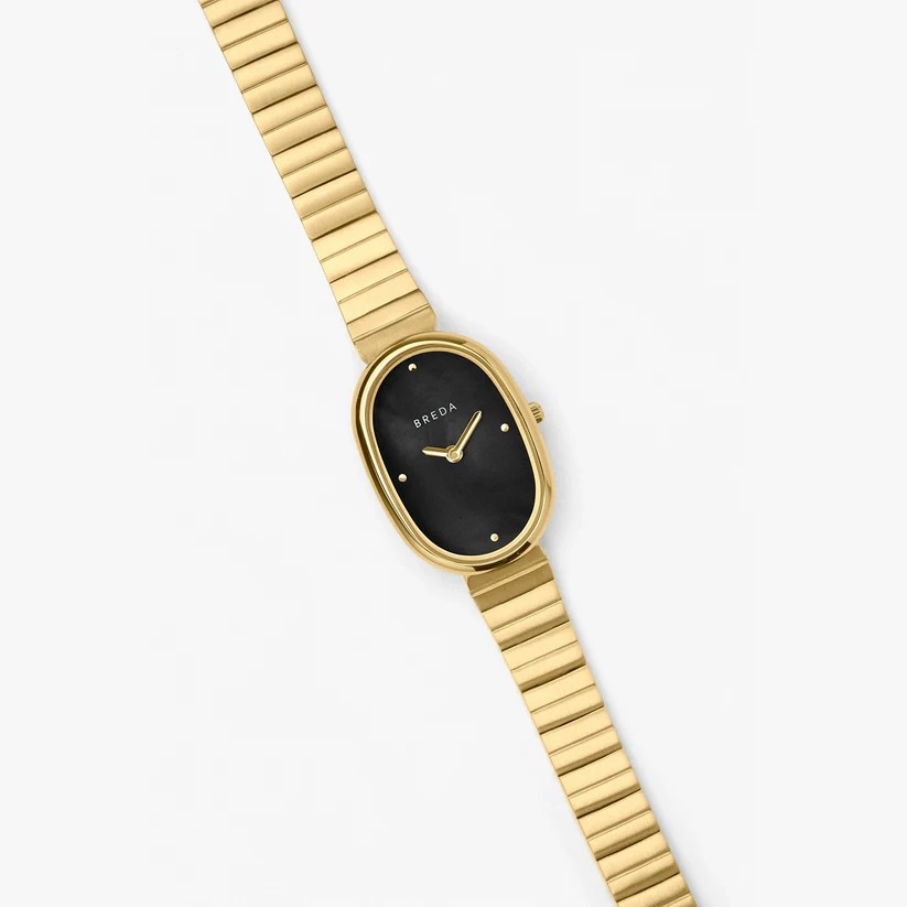 BREDA｜JANE ジェーン ブラックマザーオブパール ゴールド ステンレスベルト 画像4