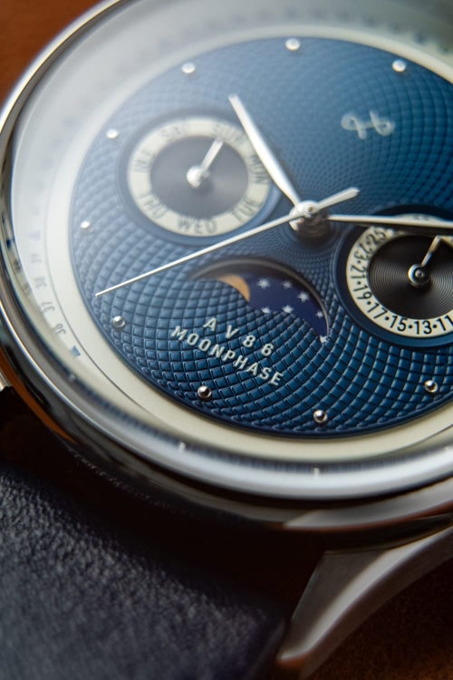 AV86(旧ABOUT VINTAGE アバウトヴィンテージ)|1968 Moonphase ムーンフェイズ スチール シルバー ダークブルー レザーベルト 画像6