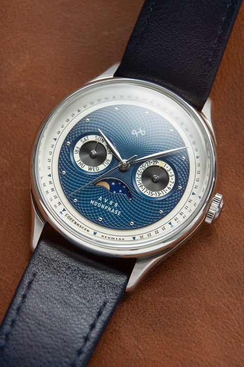 AV86(旧ABOUT VINTAGE アバウトヴィンテージ)|1968 Moonphase ムーンフェイズ スチール シルバー ダークブルー レザーベルト 画像7