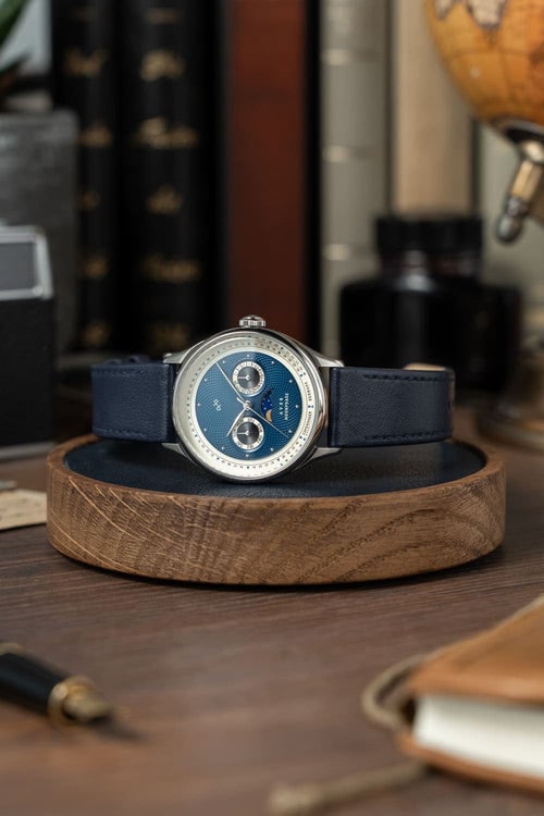 AV86(旧ABOUT VINTAGE アバウトヴィンテージ)|1968 Moonphase ムーンフェイズ スチール シルバー ダークブルー レザーベルト 画像9