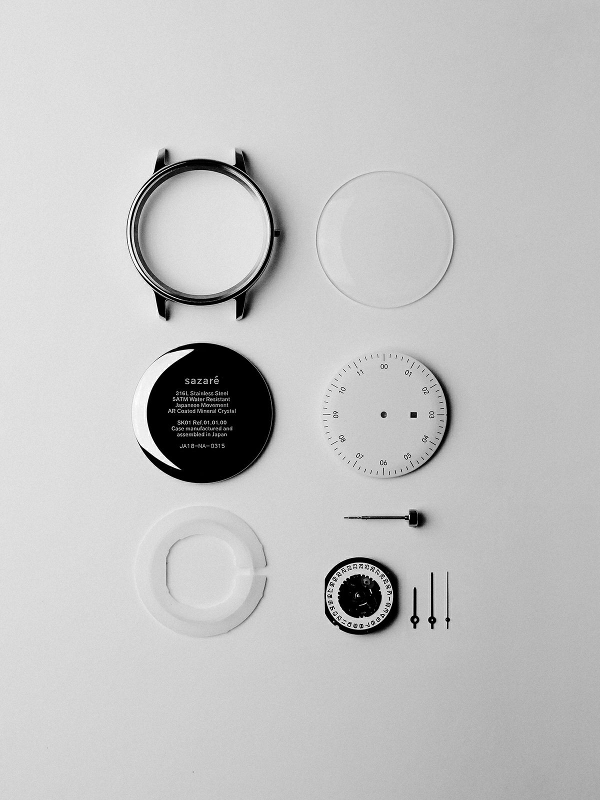 sazare さざれ｜SK01 SS ブラックミラー ブラックダイヤル ブラック シープスキンレザー 画像5