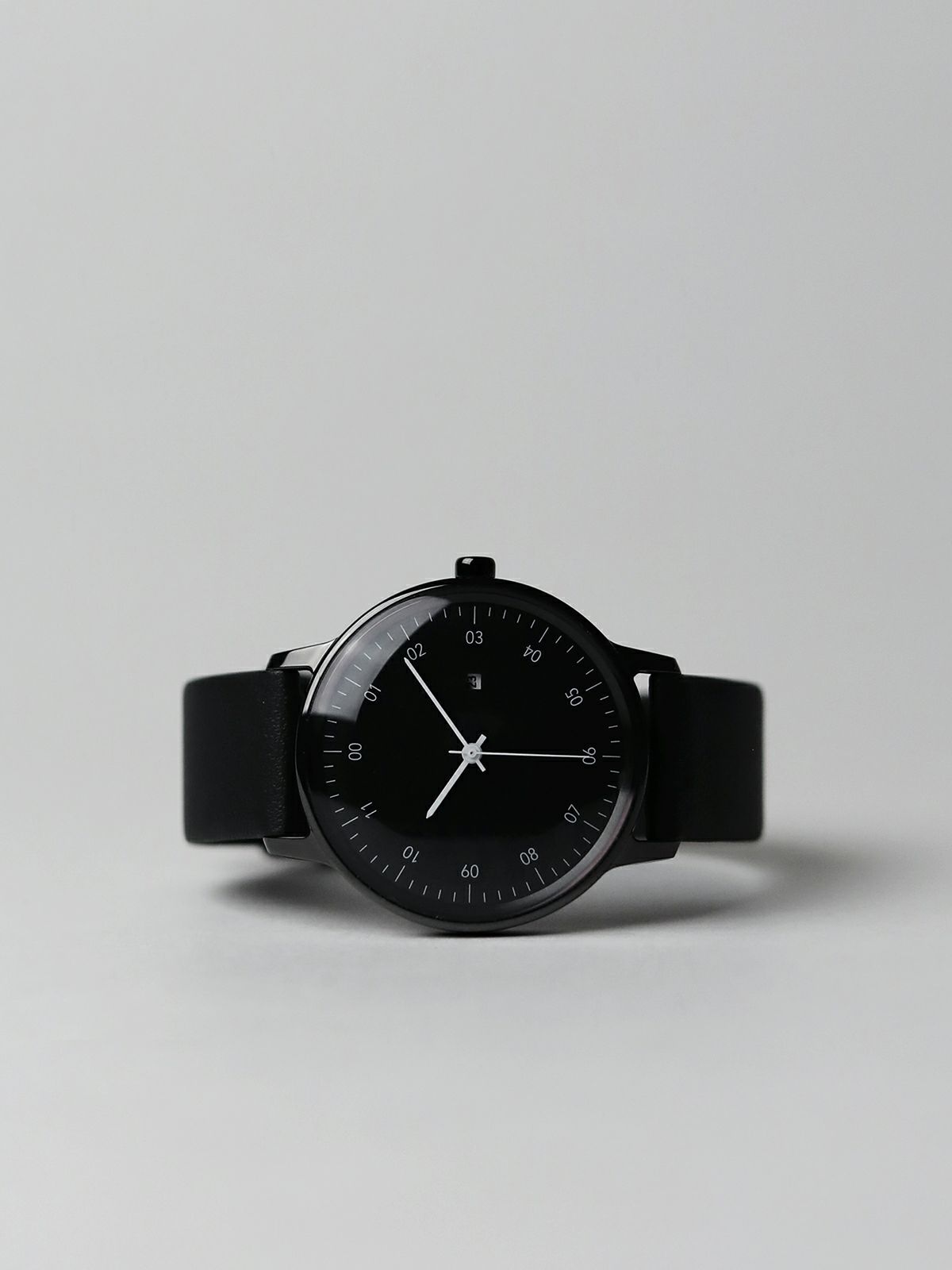 sazare さざれ｜SK01 SS ブラックミラー ブラックダイヤル ブラック シープスキンレザー 画像1