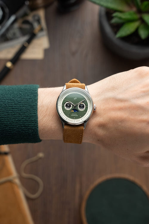 AV86(旧ABOUT VINTAGE アバウトヴィンテージ)|1968 Moonphase ムーンフェイズ スチール シルバー グリーン ブラウン レザーベルト 画像2