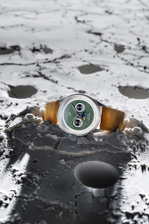 AV86(旧ABOUT VINTAGE アバウトヴィンテージ)|1968 Moonphase ムーンフェイズ スチール シルバー グリーン ブラウン レザーベルト 画像4