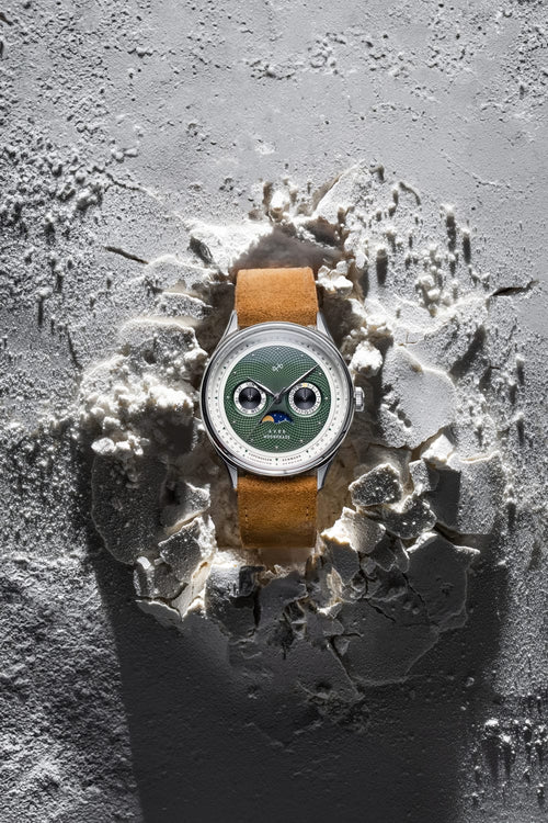AV86(旧ABOUT VINTAGE アバウトヴィンテージ)|1968 Moonphase ムーンフェイズ スチール シルバー グリーン ブラウン レザーベルト 画像5