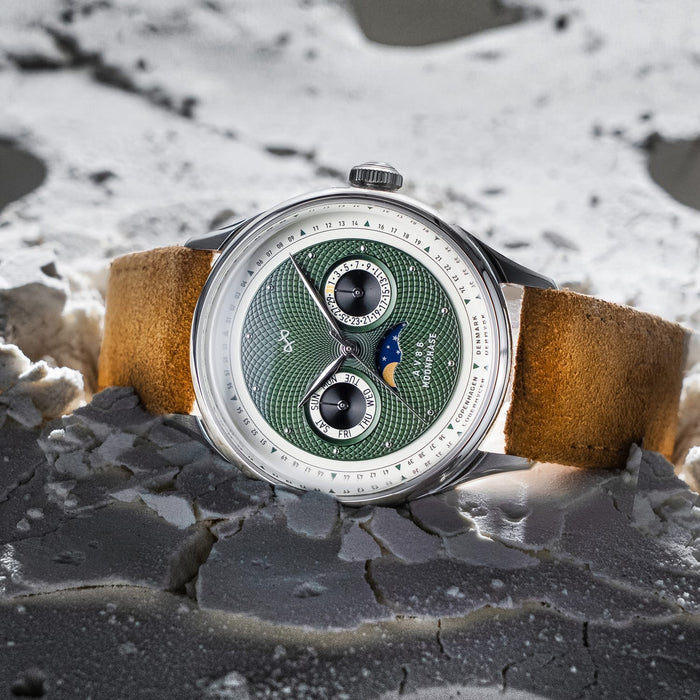 AV86(旧ABOUT VINTAGE アバウトヴィンテージ)|1968 Moonphase ムーンフェイズ スチール シルバー グリーン ブラウン レザーベルト 画像6