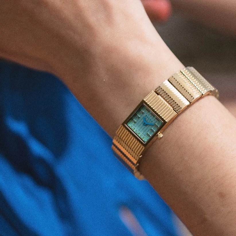 BREDA｜GROOVE グルーヴ スクエア ゴールド ブルー ステンレスベルト 1749a 画像3