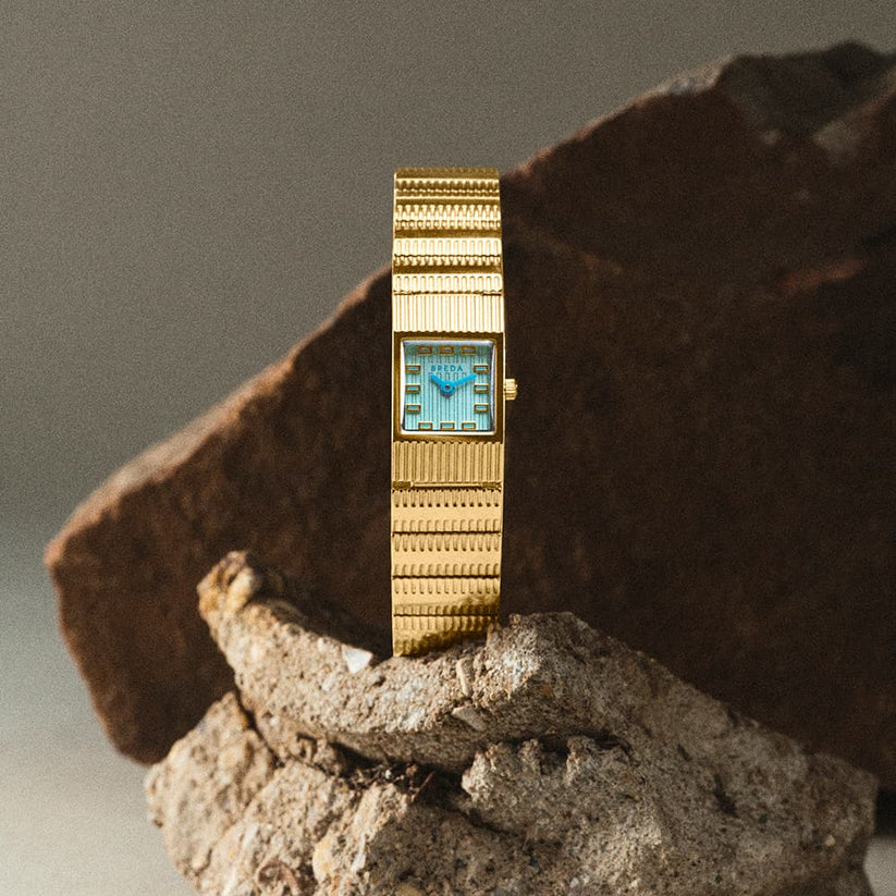 BREDA｜GROOVE グルーヴ スクエア ゴールド ブルー ステンレスベルト 1749a 画像4