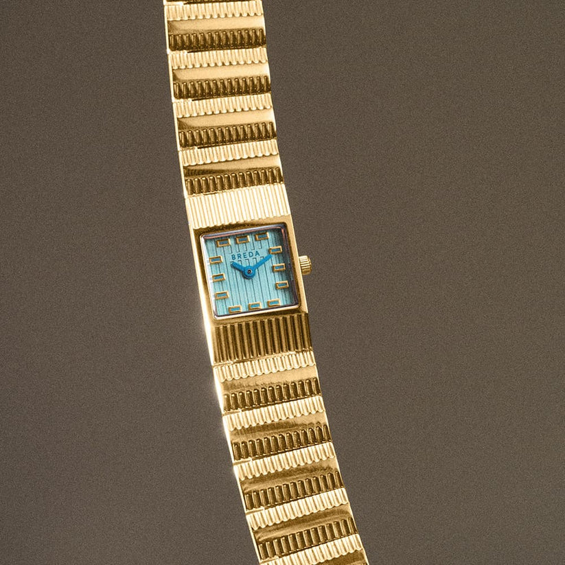 BREDA｜GROOVE グルーヴ スクエア ゴールド ブルー ステンレスベルト 1749a 画像5