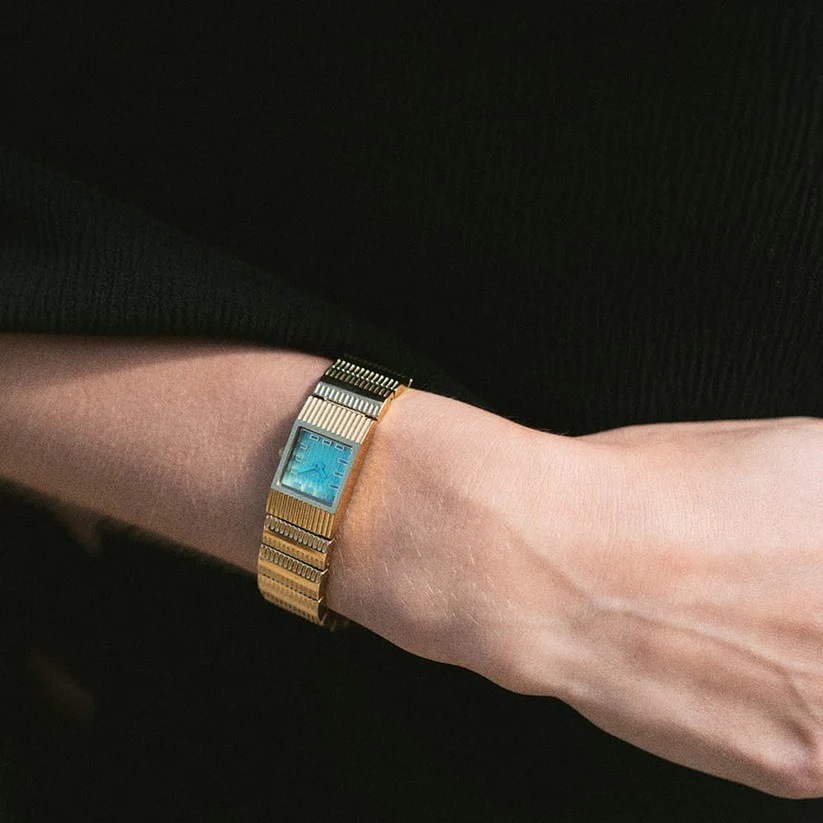 BREDA｜GROOVE グルーヴ スクエア ゴールド ブルー ステンレスベルト 1749a 画像9