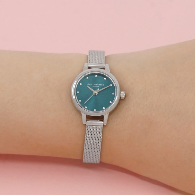OLIVIA BURTON｜Classics クラシックス ダイヤル ティール サンレイ シルバーブークレメッシュベルト 画像4