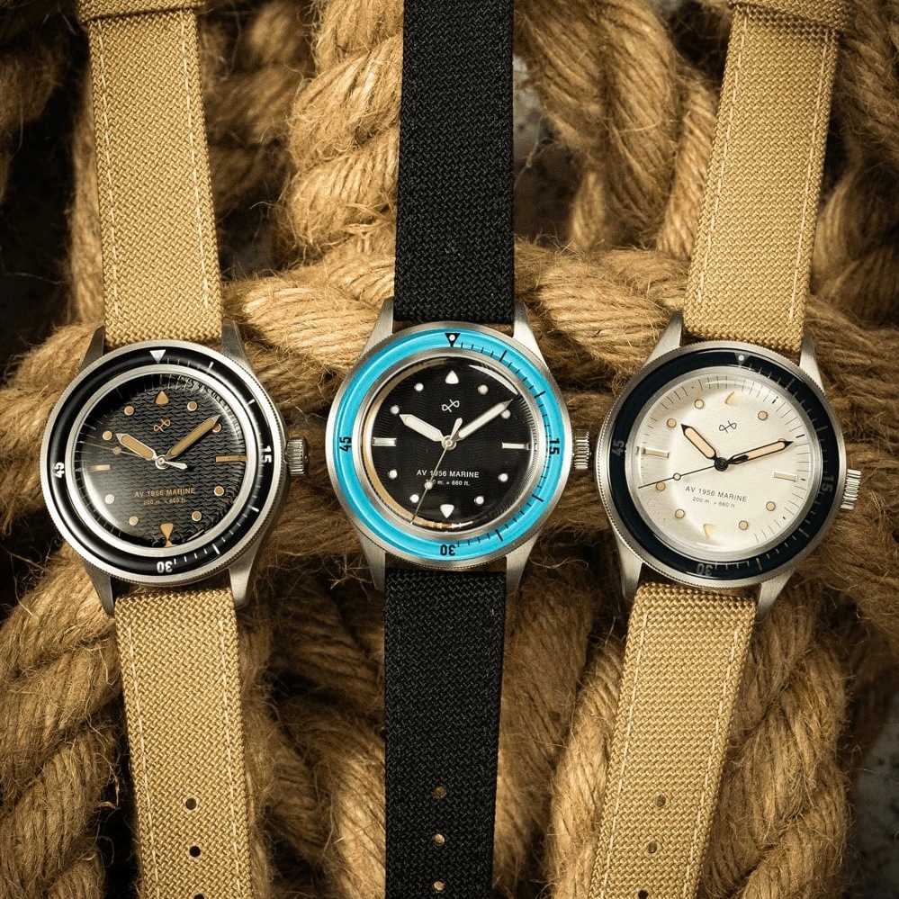 AV86（旧 ABOUT VINTAGE アバウトビンテージ）｜1956 Marine 41mm マリン スティール シルバー ブラック コーデュラ 画像11