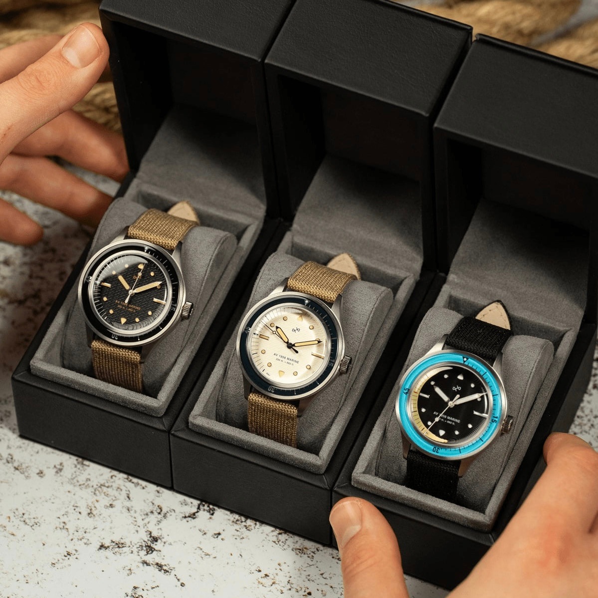 AV86（旧 ABOUT VINTAGE アバウトビンテージ）｜1956 Marine 41mm マリン スティール シルバー ブラック コーデュラ 画像12
