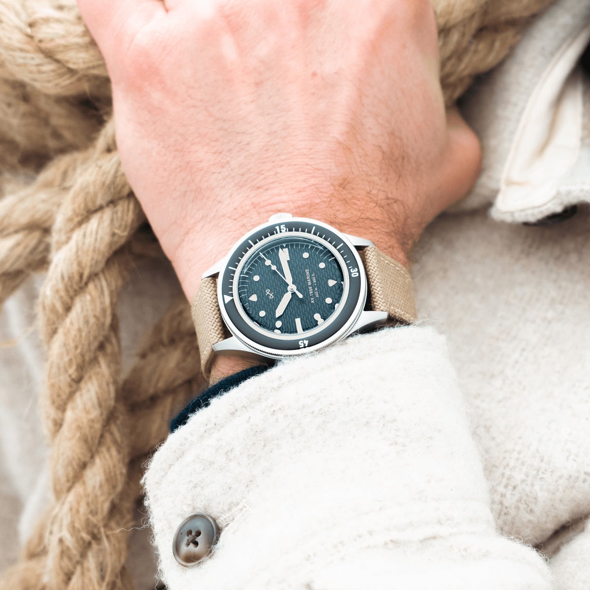 AV86（旧 ABOUT VINTAGE アバウトビンテージ）｜1956 Marine 41mm マリン スティール シルバー ブラック コーデュラ 画像5