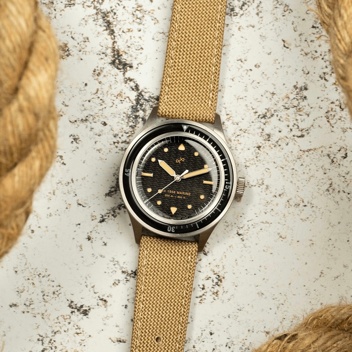 AV86（旧 ABOUT VINTAGE アバウトビンテージ）｜1956 Marine 41mm マリン スティール シルバー ブラック コーデュラ 画像8