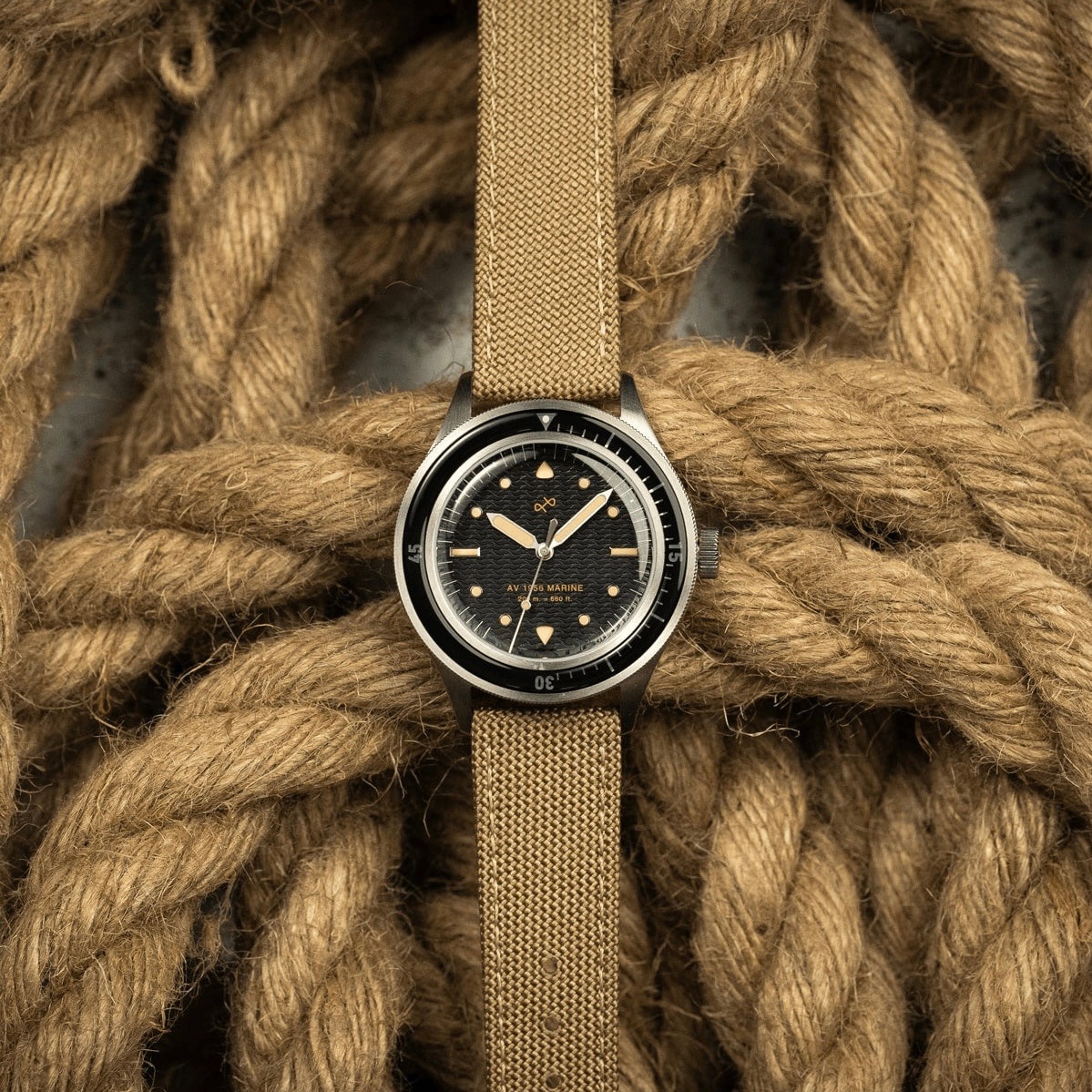 AV86（旧 ABOUT VINTAGE アバウトビンテージ）｜1956 Marine 41mm マリン スティール シルバー ブラック コーデュラ 画像9