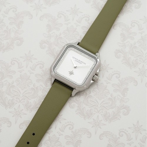 OLIVIA BURTON|Classics クラシックス グロブナー クリスタル シルバー サンレイ セージレザーベルト 画像5